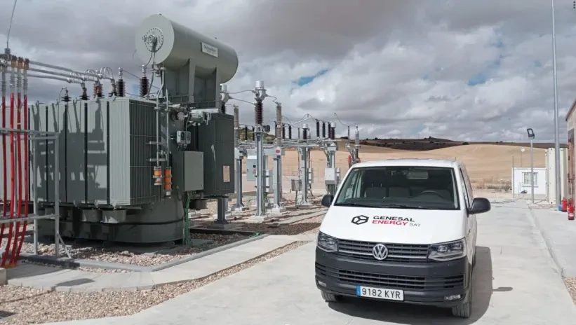 Vehículo del Servicio de Asistencia Técnica de Genesal Energy en una instalación eléctrica, durante tareas de supervisión.