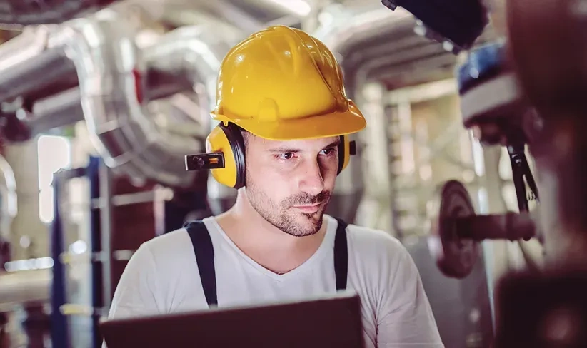 Técnico conectando un grupo electrógeno en un entorno industrial