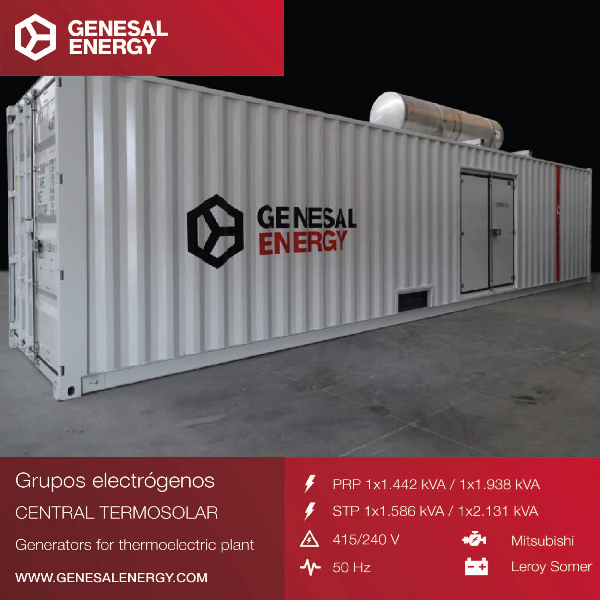 Gensets for a solar power plant in South Africa that will supply electricity to 150,000 homes