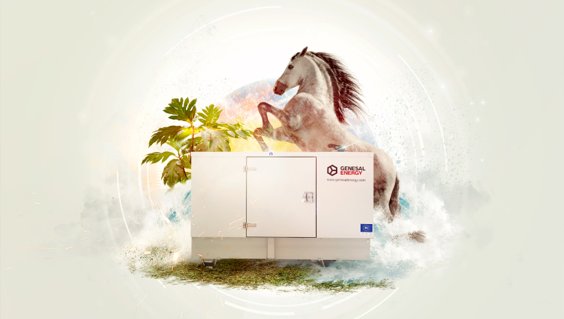Naturaleza y tecnología trabajando juntas: luz solar entre hojas y análisis energético digital en entorno industrial