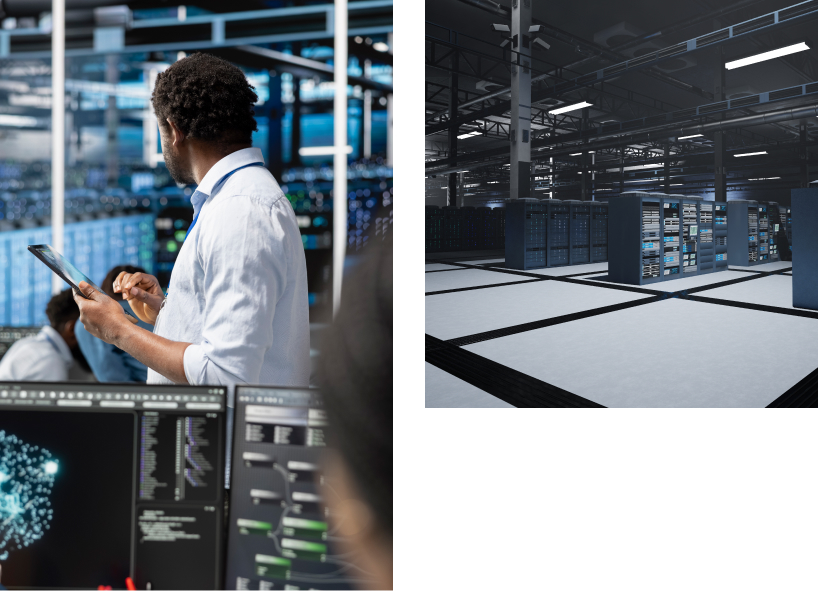 Técnico de Data Center analizando datos